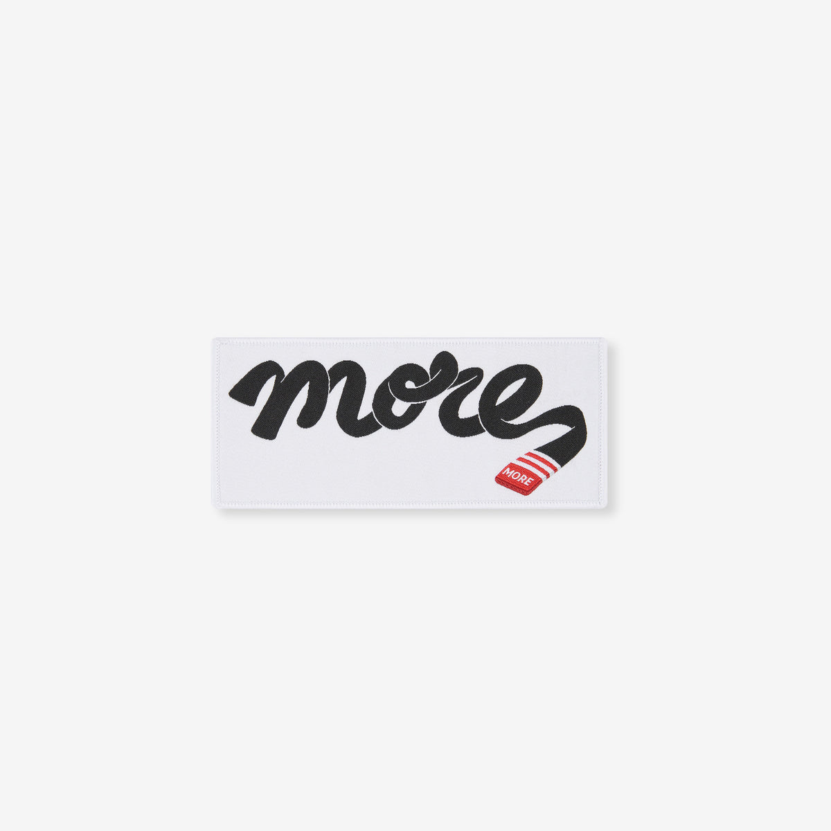 More Jiu Jitsu embroidered patch, white background, flat lay